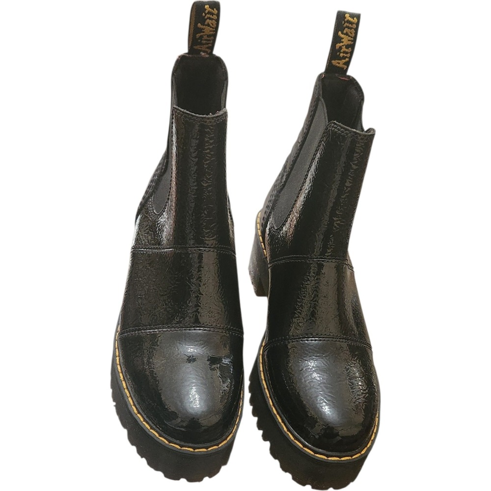 Dr.‎ Martens Rozalie Black Patent Leather Platform Chelsea Boots US 8 Womens - Picture 2 of 6
